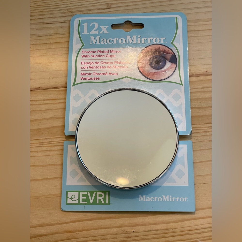 12x Magnifying Chrome Plated Mirror with Suction Cups
